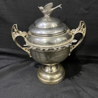 Plato de plata vintage WR Rogers pájaro azucarero 12 cuchara soporte uno roto Foto 1 de 4