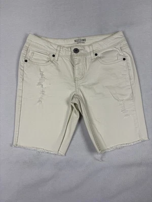 MOSSIMO SUPPLY CO WHITE DENIM JEAN SHORTS WOMEN 7 DISTRESSED RIPPED POCKETS - Image 1 of 4
