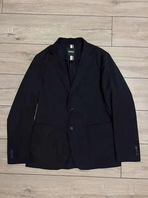 Mens Hugo Boss Marzotto Stretch Slim Fit Blazer Jacket Light Black US 38R Travel - Image 1 of 4