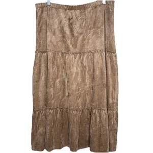 Vintage Outfit JPR Damen Boho Plissee Maxi Rock L hellbraun Wildleder bauerweich - Bild 1 von 9