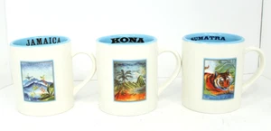 Lote 3 tazas de café de cerámica The Coffee Bean & Tea Leaf Co 16 oz Jamaica Kona Sumatra - Imagen 1 de 10