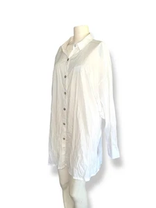 GO SILK camicia cotone bottoni maniche dolman con polsino svasato bianco taglia 2X - Foto 1 di 10