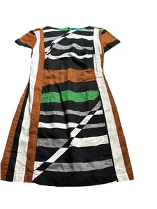 Derek Lam For Design Nation Color Block Linen Blend Dress Knee Length Sz 2 - Picture 1 of 6