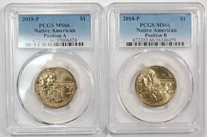 2018 P & D Native American Dollar Set $1 PCGS MS66 Position A & B - Picture 1 of 2