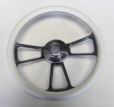 Volante Mercury Comet Cougar Montego Marquis 70-77 14" blanco plato poco profundo Foto 1 de 4