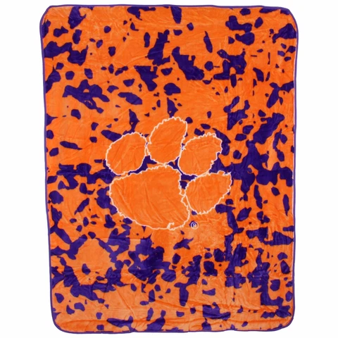 Clemson Tigers College Covers 63 x 86 Soft Raschel Plush Throw Blanket Cover