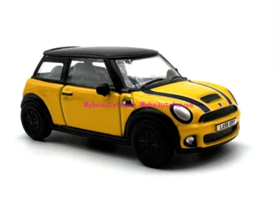 1:76 Yellow New Mini Copper Sports Model Diecast Metal Car - Image 1 of 4