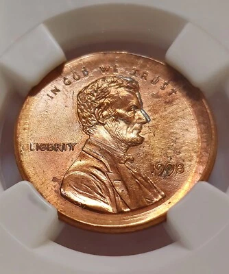 1998 MS64RB NGC Multistruck Large Broadstruck Lincoln Cent Mint Error 2 Profiles - Image 1 of 4