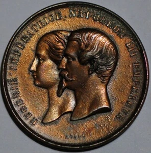 Medal France Lugenie Imperatrice Napolon III Empereur Paris Exposition 1855 - Picture 1 of 2