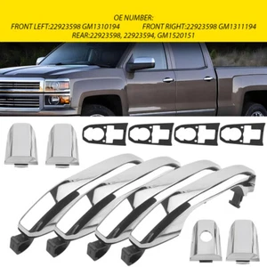 For 14-22 Exterior Door Handle Fit For Chevrolet Silverado 1500 Set4 Chrome R - Picture 1 of 10