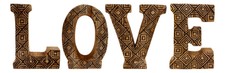 Geometric Wooden Love Letters Hand Carved Rustic Look Free Standing Wall Mounted