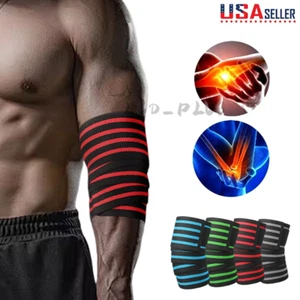 Elastische Ellenbogen Arm Unterstützung Sleeve Brace Grip Straps Wrap Gym Power Gewichtheben - Bild 1 von 8