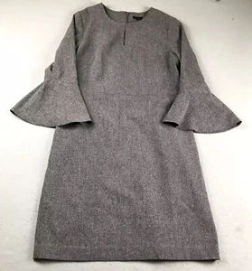 Ann Taylor Dress Womens 12 Gray Flared Sleeves Back Slit Zip Key Hole Neck NWT - Picture 1 of 10