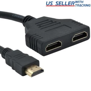 HDMI Port Splitter Cable Male to Female 1 Input 2 Output Adapter Converter 1080P - Picture 1 of 7