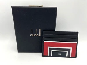 DUNHILL Archive Deco Credit Card Case Holder Red Black Leather - Picture 1 of 16