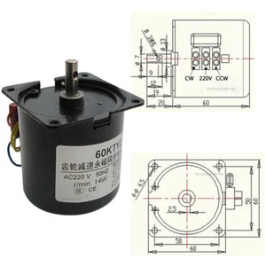 60KTYZ Synchronous Gear Motor AC 220V 1.2-110RPM CW/CCW Motor Turntable Grill - Picture 1 of 8
