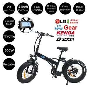 20" 500W Alloy Foldable Electric Mountain Bike Ebike Black Throttle Budtrol - Picture 1 of 1
