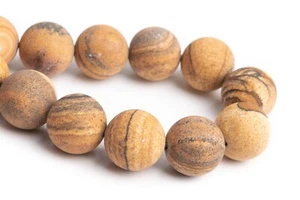 15-16MM Natural Matte Picture Jasper Grade AAA Round Gemstone Loose Beads 4" - Picture 1 of 4