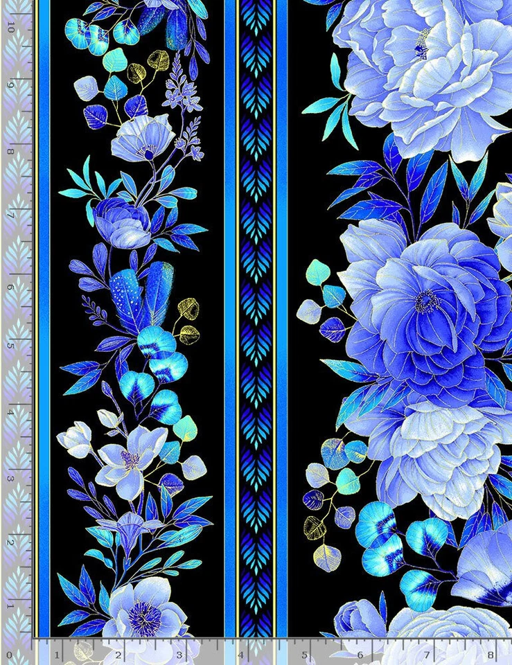 Tela a rayas florales Royal Plume 20"X44" pieza algodón tesoros atemporales CM1562 Foto 1 de 1