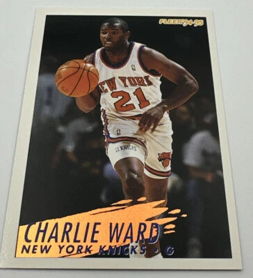 Tarjeta de baloncesto Fleer New York Knicks 1994-95 #333 Charlie Ward novato Foto 1 de 3