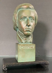Busto Frédéric Chopin ~ gesso Alexander Backer ~ dipinto bronzo invecchiato 11" - Foto 1 di 20