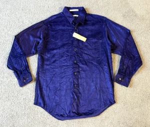 VTG NWT NOS Perry Ellis Purple Rayon Corduroy Button Up Shirt - Size Small - Picture 1 of 5