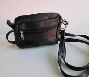 Mini 100 % Echtleder Umhängetasche (schwarz) Neu - Bild 1 von 11