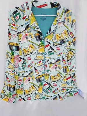 Nick & Nora Womens Art Pajama top artist Camera Paint Photo Small New - Image 1 of 4