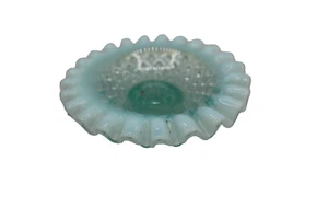 Vintage Blue Opalescent (Aqua Crest) Diamond Point Glass Pedestal Candle Holder - Picture 1 of 7