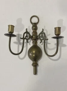 Vintage Kolonial Williamsburg-Typ 2-armiger Messing Kandelaber Wandleuchter  - Bild 1 von 13