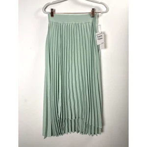 NWT Nordstrom Mint Green Accordian Pleat Maxi Skirt Preppy Coquette Glam Chic XS - Picture 1 of 6