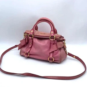Bolso de Hombro Miumiu Asa Superior Vitello Lux 2 Vías Rosa Moda Accesorio Informal - Imagen 1 de 12