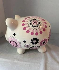 FAB großes Sparschwein, weiß mit rosa, mit Stecker - Bild 1 von 5