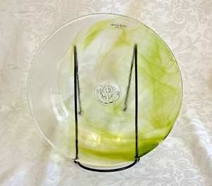 Kosta Boda UHV Art Glass Plate Lime Green Swirl Ulrica Hydman Vallien 8” Sweden - Picture 1 of 6