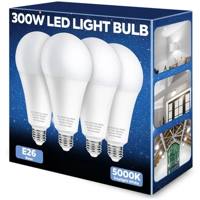 300W Equivalent LED Light Bulb, 4060LM Super Bright A23 LED Bulb, Daylight 50... - Image 1 of 4