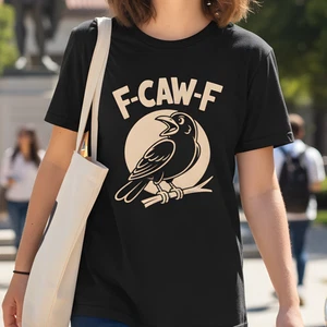 Felpa maglietta F-Caw-F Funny Black Crow Moonlit Raven - Foto 1 di 13
