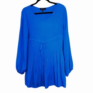 Blusa túnica Melissa Paige plisada con lazo cintura talla mediana azul real - Imagen 1 de 9