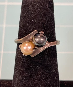 Anillo vintage de plata de ley de perlas de imitación - Imagen 1 de 6