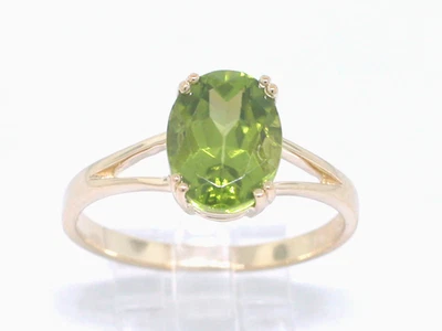 Peridot Ring 585 Gelbgold 14Kt Gold natürlicher Peridot oval facettiert - Bild 1 von 3