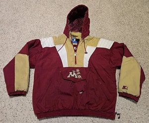 Vintage Herren XL Starter Minnesota Golden Gophers weinrot & hellbraun Pullover Jacke LÖCHER - Bild 1 von 17