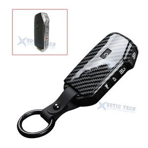 5-Button Carbon Fiber Grain Full Seal Remote Smart Key Holder For KIA Soul 2019+ - Picture 1 of 11