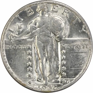 1930 Stehende Freiheit Silber Viertel Stempelglanz ungeprüft #607 - Bild 1 von 2