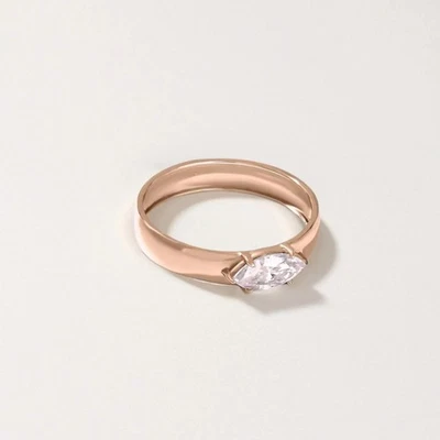 Marquise Cut Women Engagement Ring Lab Grown Diamond Solid 14k Rose Gold - Image 1 of 4