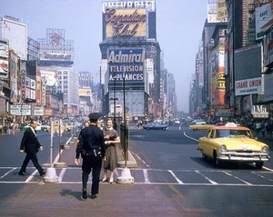 1955 New York Times Square Straßenszene Stadtbild klassisches Bild Foto 4 x 6 - Bild 1 von 12