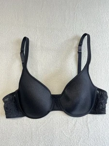 Wacoal Bra Women 36C Black Smooth Lace Mesh Sides Sexy Comfort Casual 85374 - Picture 1 of 10
