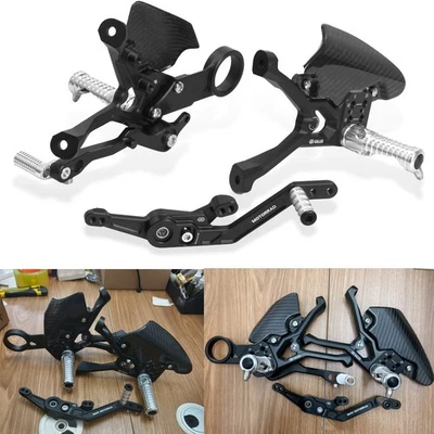 Juego de estriberas traseras ajustables de fibra de carbono para BMW M1000RR S1000RR 2019-2025  Foto 1 de 4