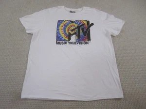 MTV Shirt Adult Large White Graphic Print Crew Neck Music Television - Picture 1 of 8