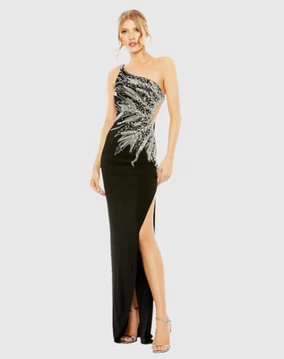 Ieena For Mac Duggal 2207 One Shoulder Cut Out Embellished Gown-Size 10 - image 1 of 4