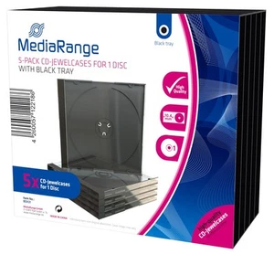 MediaRange BOX31 Pusta obudowa CD (na 1 płytę, 10,4 mm, 5 szt.) Czarna taca - Zdjęcie 1 z 3