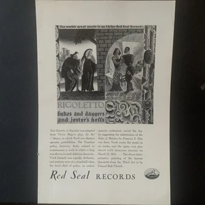 Vintage 1928 Red Seal Records Rigoletto Ad Advertisement - Bild 1 von 2